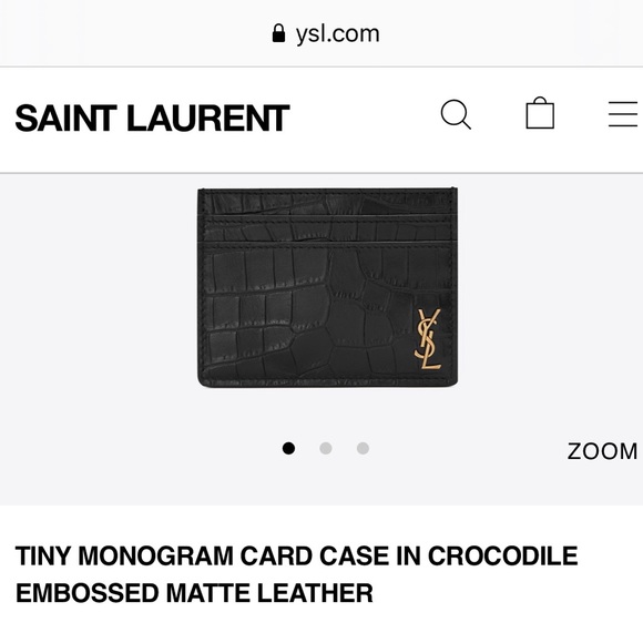 NIB SAINT LAURENT CARD HOLDER CROC EMBOSSED - Picture 2 of 6